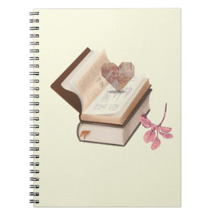 Vintage Book Aesthetic with Heart Map & Botanical