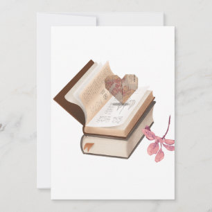  Vintage Book Aesthetic with Heart Map & Botanical Invitation