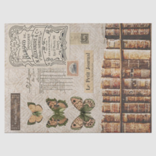 Vintage Book and Butterflies Decoupage Tissue Paper