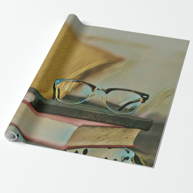 Vintage book artwork wrapping paper (Unrolled)