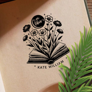 Vintage Book bloom Custom ex libris Self-inking Stamp