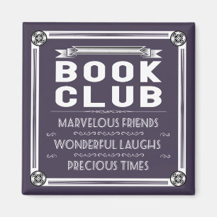 Vintage Book Club Typography Purple Magnet