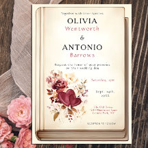 Vintage Book Cover Burgundy Passion Wedding
