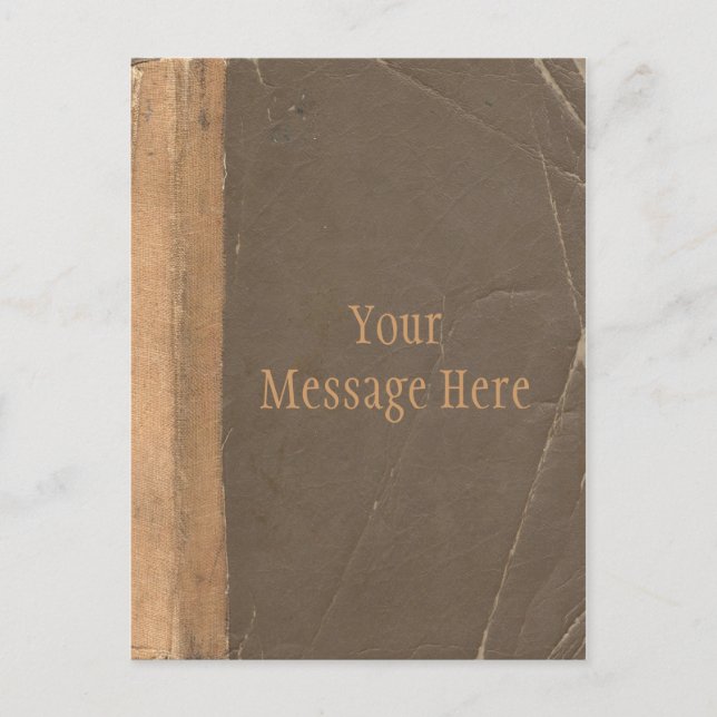 Vintage book cover, retro faux leather bound postcard (Front)