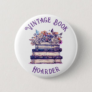 Vintage Book Hoarder 6 Cm Round Badge