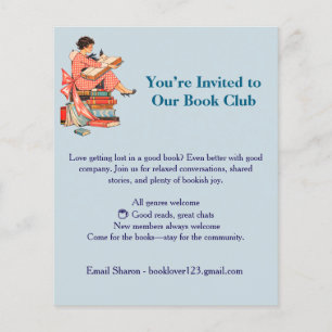 Vintage Book Lover Reading Illustration Flyer