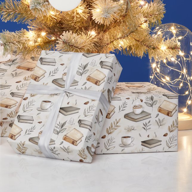 Vintage Book Lovers Design Wrapping Paper (Holidays)