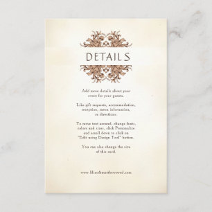Vintage Book Motif Wedding Enclosure Card