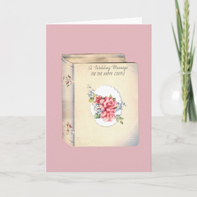 Vintage Book Of Love Wedding Card (Front)