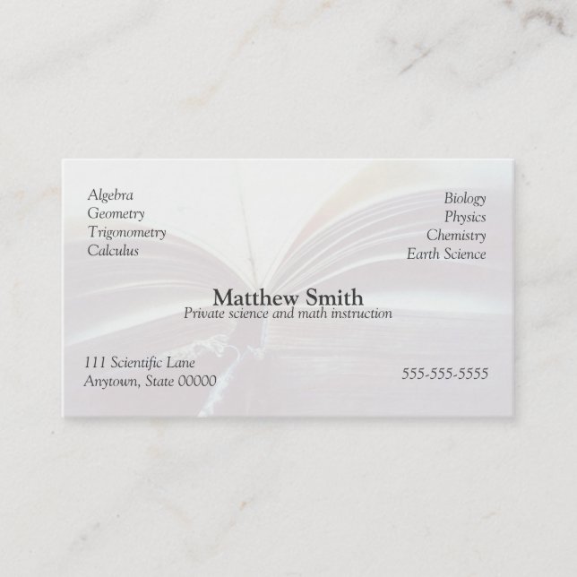 vintage book open fade business card (Front)