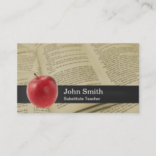 Vintage Book Pages & Big Apple School Teacher Business Card