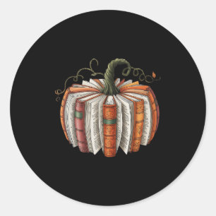 Vintage Book Pumpkin Autumn Fall Librarians Bookwo Classic Round Sticker