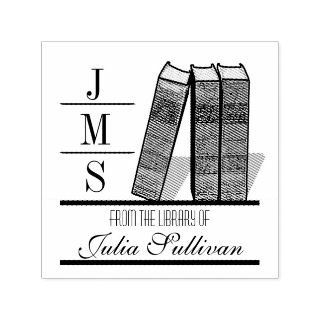 Vintage Book Shelf Self-inking Stamp (Design)