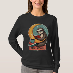 Vintage Book Sloth Reading Lover Cute Retro Design T-Shirt
