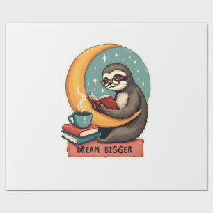 Vintage Book Sloth Reading Lover Cute Retro Design Wrapping Paper