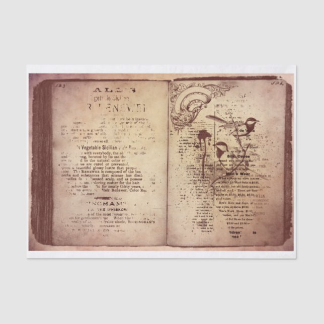 Vintage Book Tissue Paper (Front)