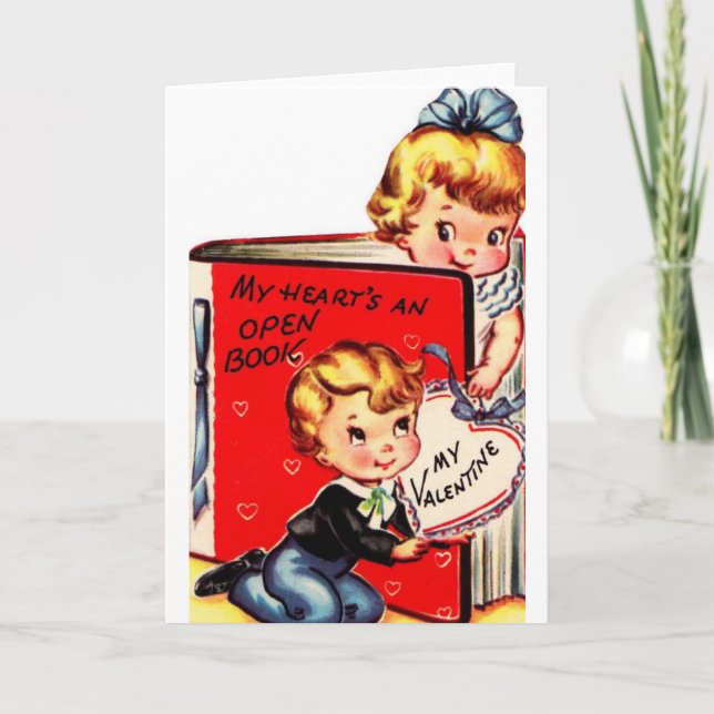 Vintage Book Valentine's Day Greeting Card (Front)