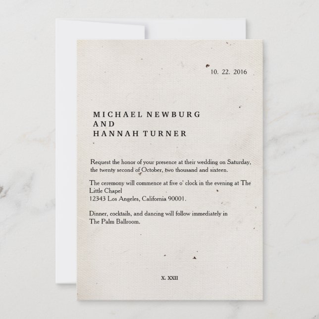 Vintage book wedding invitation (Front)