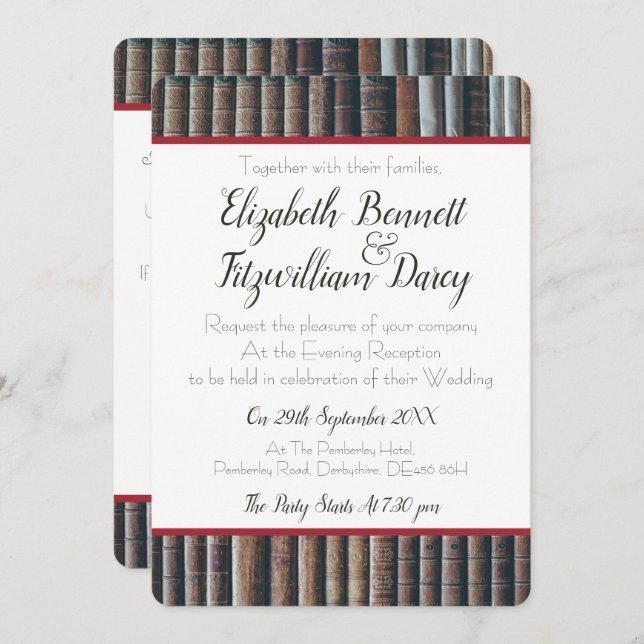 Vintage Bookcase Evening Invitation (Front/Back)