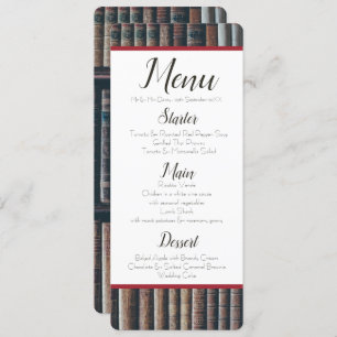 Vintage Bookcase Menu Invitation