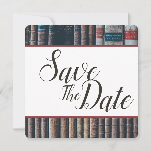 Vintage Bookcase Save The Date (Front)