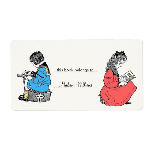 Vintage Bookplate Personalised Book Label (Front)