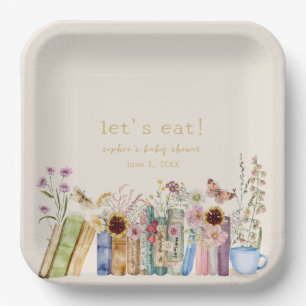 Vintage Books A New Chapter Baby Shower Paper Plate