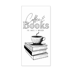 Vintage Books and Coffee is All I Need   Rubber Stamp