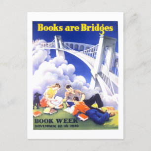 Vintage "Books Are Bridges" Book Week Poster Postcard