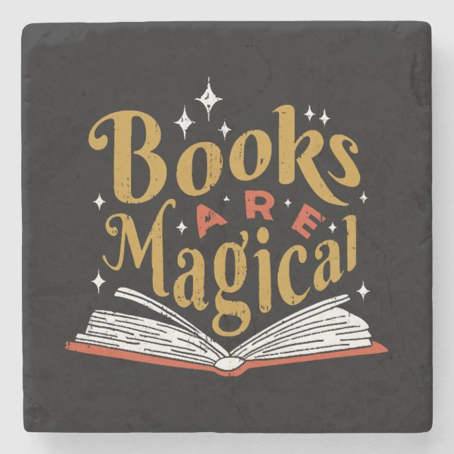 Vintage Books Are Magical Stone Coaster (Front)