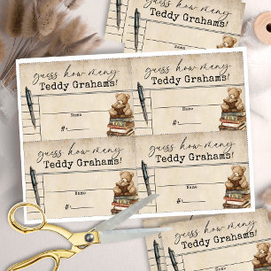 Vintage Books Baby Shower Teddy Grahams Guess Card