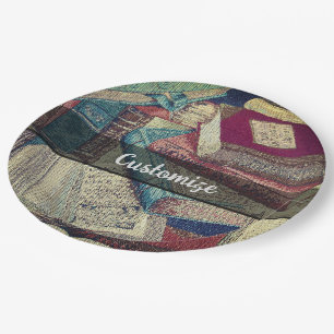 Vintage Books Background Paper Plate