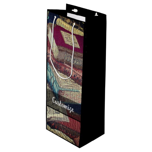 Vintage Books Background  Wine Gift Bag (Front Angled)