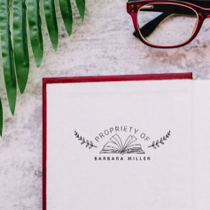 Vintage Books Botanical Custom Bookshelf Rubber Stamp