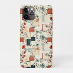 Vintage Books Coral Teal Floral Scrapbook Case-Mate iPhone Case