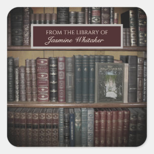 Vintage Books From The Library Of Bookplate  Square Sticker