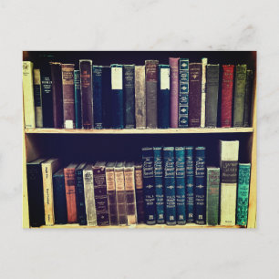 Vintage Books in a Shelf Postcard