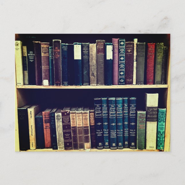 Vintage Books in a Shelf Postcard (Front)