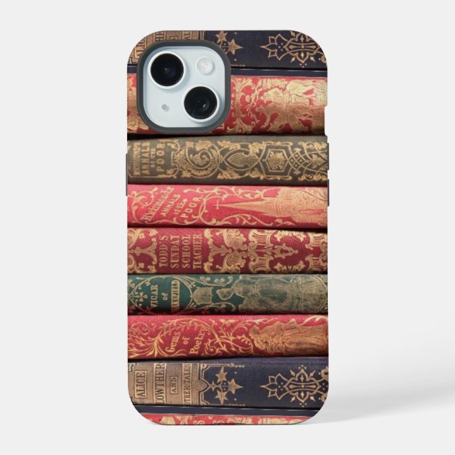 Vintage books iPhone 15 case (Back)