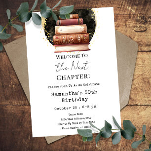 Vintage Books Next Chapter 50th Adult Birthday Invitation