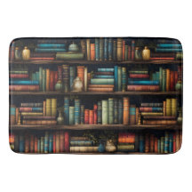 Vintage Books on Bookshelf Pattern Bathroom