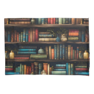 Vintage Books on Bookshelf Pattern Pillowcase