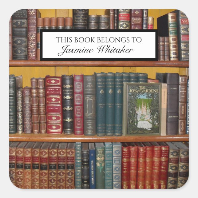 Vintage Books Personalised Library Bookplate  Square Sticker (Front)