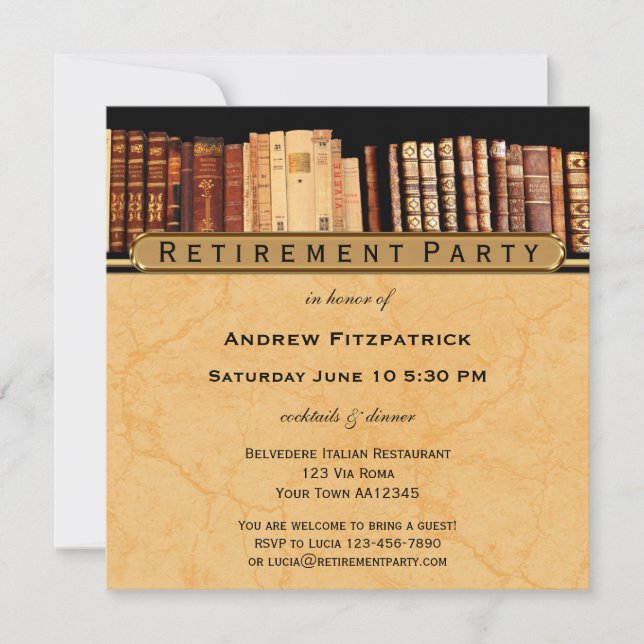 Vintage Books Retirement Party Invitation (Front)