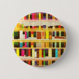 Vintage Bookshelf n Books 6 Cm Round Badge