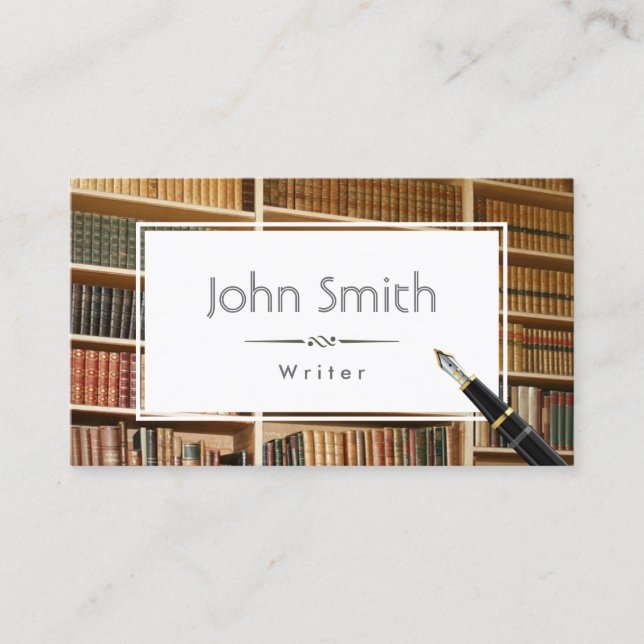 Vintage Bookshelves Writer Editor Business Card (Front)