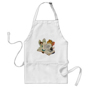 Vintage Bookworm Fairy Reading Illustration Standard Apron