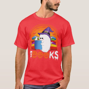 Vintage Boooks Scary Ghost Reading Books Halloween T-Shirt