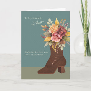 Vintage Boot & Flowers Aunt Mother's Day Card