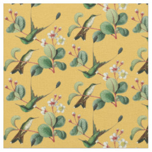 Vintage Booted Racket Tail Hummingbird Fabric
